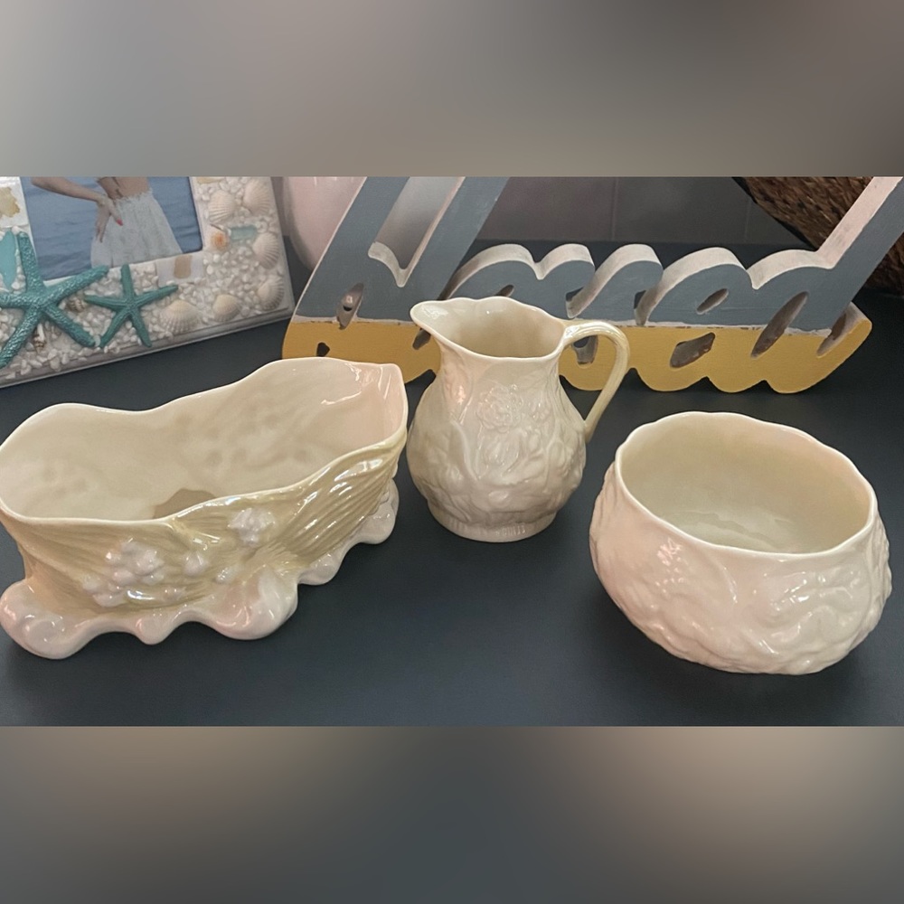 3Piece Antique Belleek Vintage Fine China